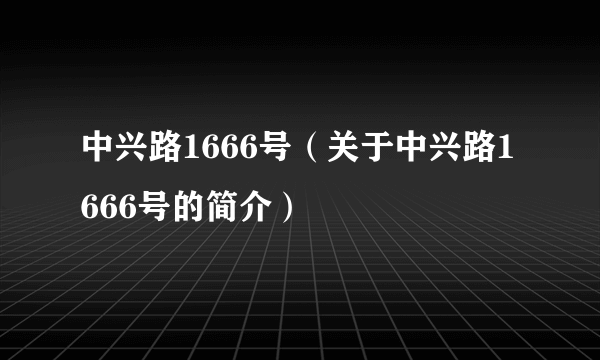 中兴路1666号（关于中兴路1666号的简介）