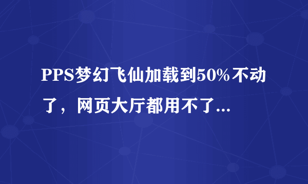 PPS梦幻飞仙加载到50%不动了，网页大厅都用不了，怎么办？刷新重启什么都试过了