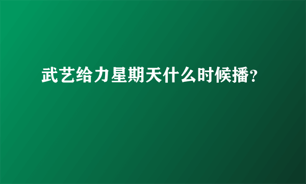 武艺给力星期天什么时候播？