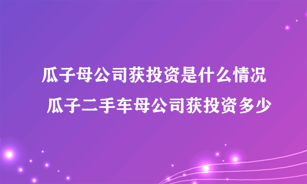 瓜子母公司获投资是什么情况 瓜子二手车母公司获投资多少