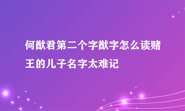 何猷君第二个字猷字怎么读赌王的儿子名字太难记