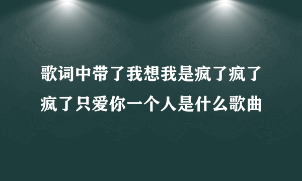 歌词中带了我想我是疯了疯了疯了只爱你一个人是什么歌曲