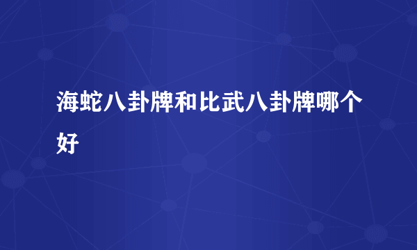 海蛇八卦牌和比武八卦牌哪个好