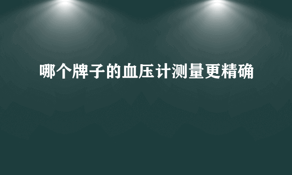 哪个牌子的血压计测量更精确