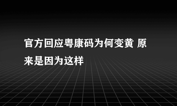 官方回应粤康码为何变黄 原来是因为这样