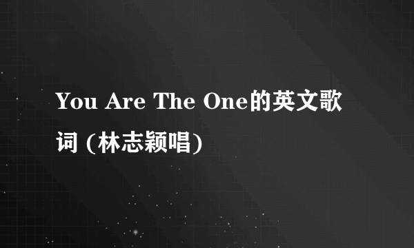 You Are The One的英文歌词 (林志颖唱)