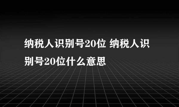 纳税人识别号20位 纳税人识别号20位什么意思