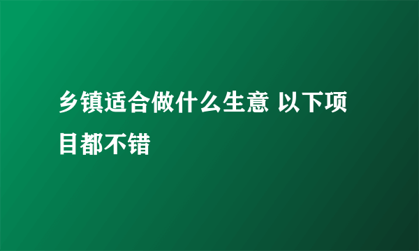 乡镇适合做什么生意 以下项目都不错