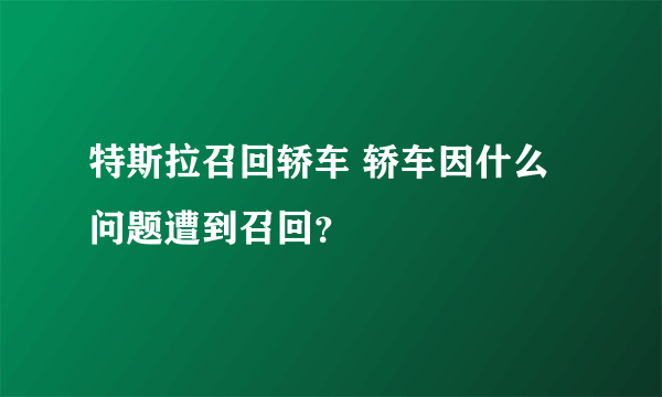 特斯拉召回轿车 轿车因什么问题遭到召回？