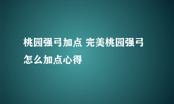 桃园强弓加点 完美桃园强弓怎么加点心得