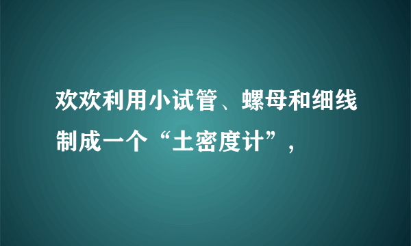 欢欢利用小试管、螺母和细线制成一个“土密度计”,