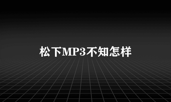 松下MP3不知怎样