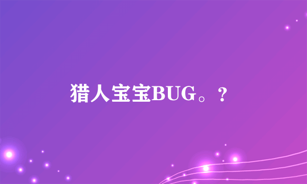 猎人宝宝BUG。？