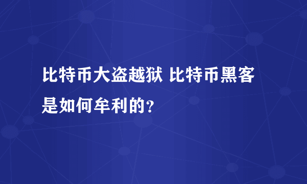 比特币大盗越狱 比特币黑客是如何牟利的？