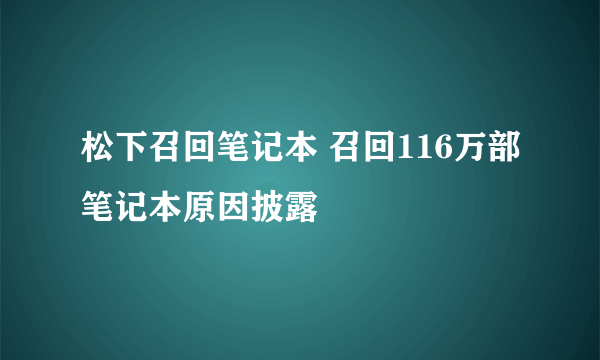 松下召回笔记本 召回116万部笔记本原因披露