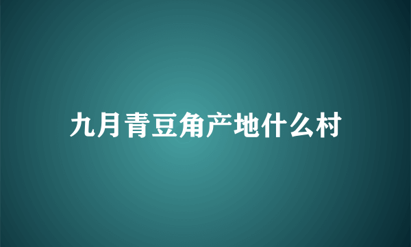 九月青豆角产地什么村