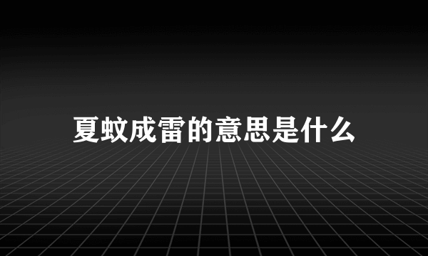 夏蚊成雷的意思是什么