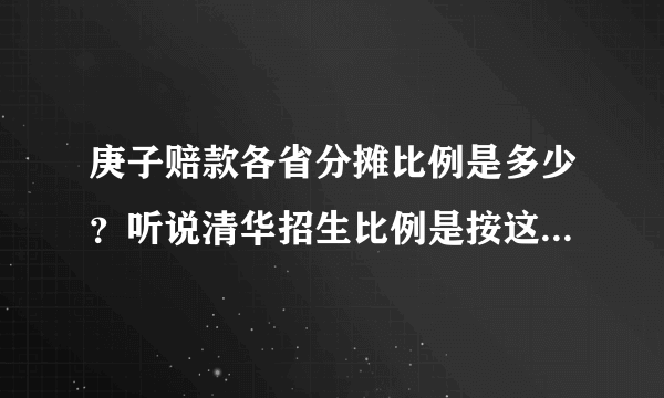 庚子赔款各省分摊比例是多少？听说清华招生比例是按这个定的。