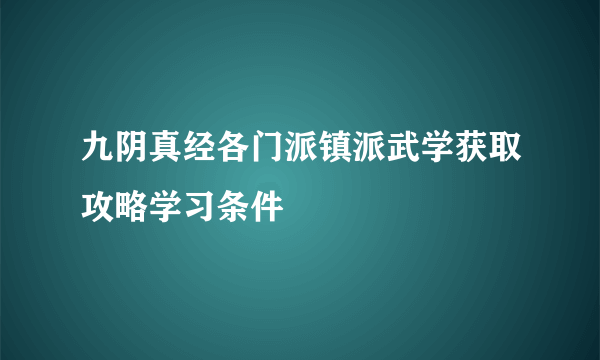 九阴真经各门派镇派武学获取攻略学习条件