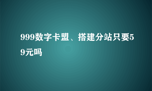 999数字卡盟、搭建分站只要59元吗