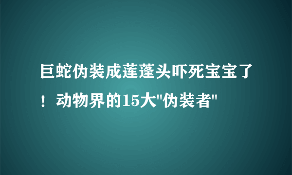 巨蛇伪装成莲蓬头吓死宝宝了！动物界的15大