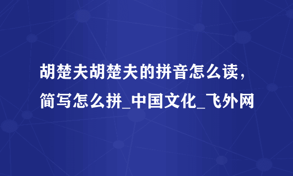 胡楚夫胡楚夫的拼音怎么读，简写怎么拼_中国文化_飞外网