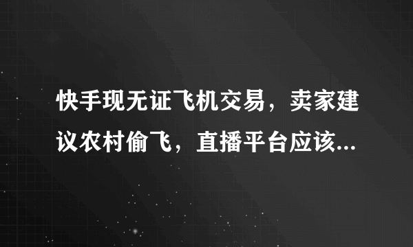 快手现无证飞机交易，卖家建议农村偷飞，直播平台应该背锅么？