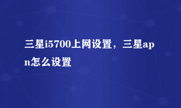 三星i5700上网设置，三星apn怎么设置