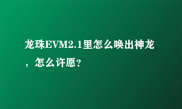 龙珠EVM2.1里怎么唤出神龙，怎么许愿？