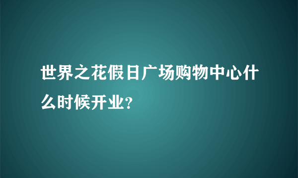 世界之花假日广场购物中心什么时候开业？