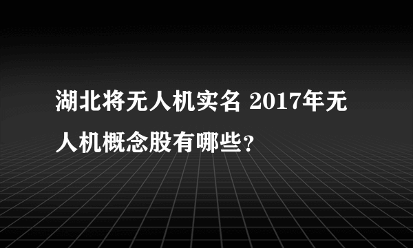 湖北将无人机实名 2017年无人机概念股有哪些？