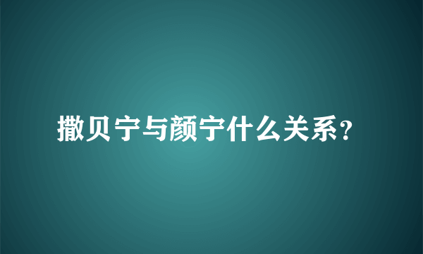 撒贝宁与颜宁什么关系？