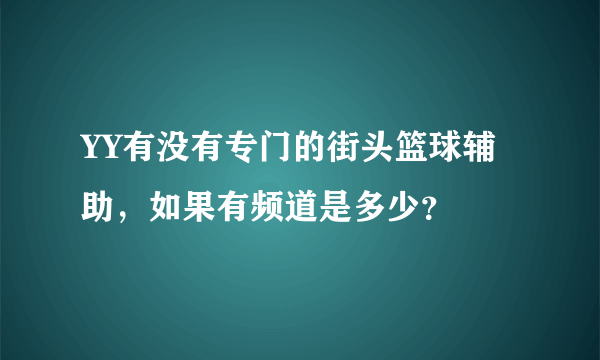 YY有没有专门的街头篮球辅助，如果有频道是多少？