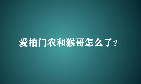 爱拍门农和猴哥怎么了？