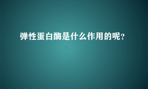 弹性蛋白酶是什么作用的呢？