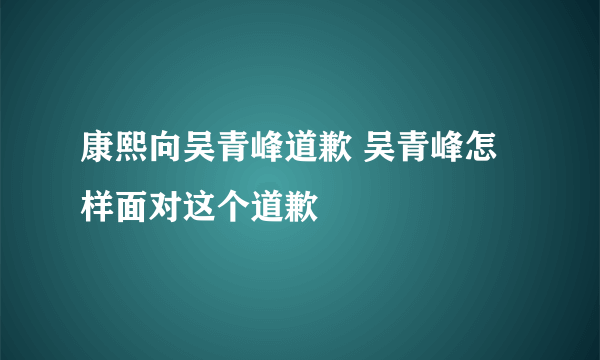 康熙向吴青峰道歉 吴青峰怎样面对这个道歉