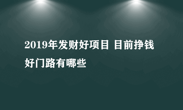 2019年发财好项目 目前挣钱好门路有哪些