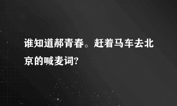 谁知道郝青春。赶着马车去北京的喊麦词?