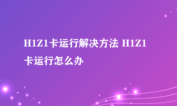 H1Z1卡运行解决方法 H1Z1卡运行怎么办