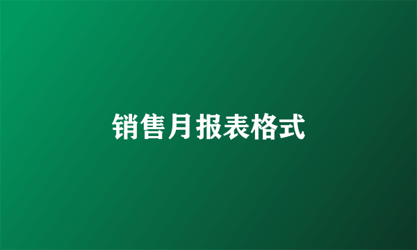 销售月报表格式