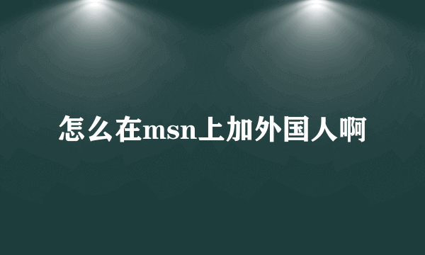 怎么在msn上加外国人啊