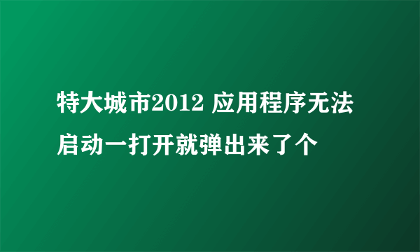 特大城市2012 应用程序无法启动一打开就弹出来了个