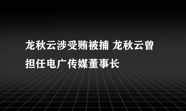 龙秋云涉受贿被捕 龙秋云曾担任电广传媒董事长