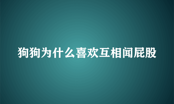 狗狗为什么喜欢互相闻屁股