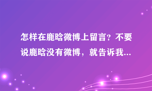 怎样在鹿晗微博上留言？不要说鹿晗没有微博，就告诉我怎样留言就行？