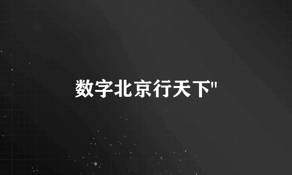 数字北京行天下