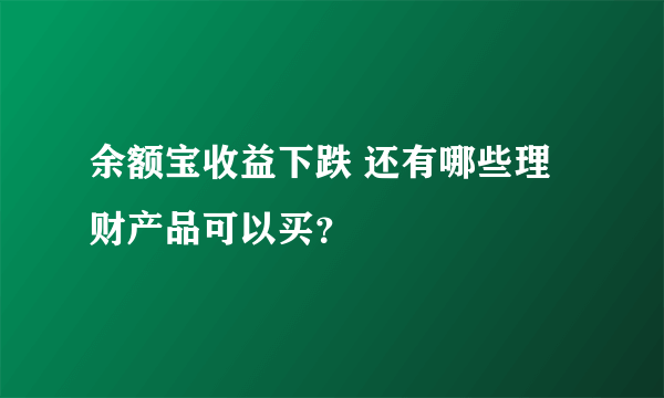 余额宝收益下跌 还有哪些理财产品可以买？