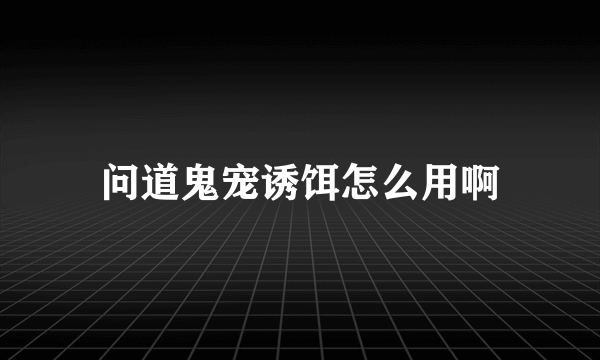 问道鬼宠诱饵怎么用啊