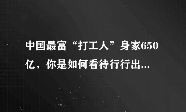 中国最富“打工人”身家650亿，你是如何看待行行出状元的？