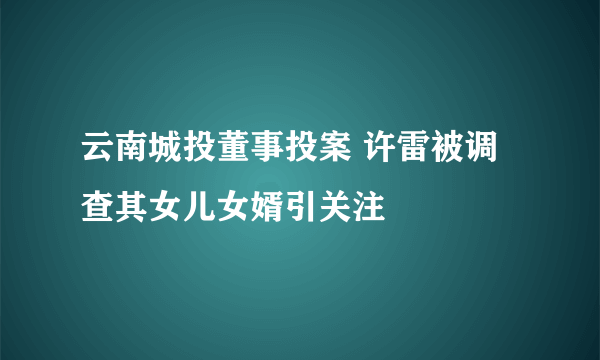 云南城投董事投案 许雷被调查其女儿女婿引关注